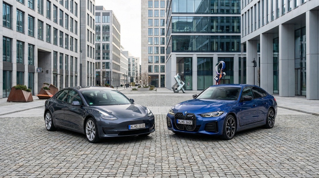 Tesla Model 3 and BMW i4 exterior design comparison