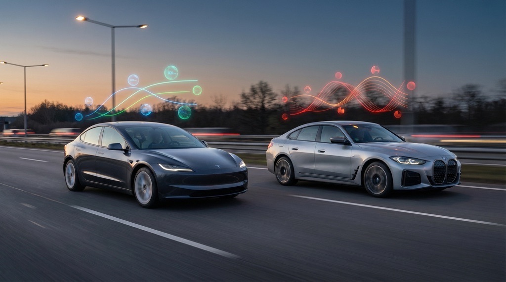 Tesla Model 3 vs BMW i4 real-world range driving