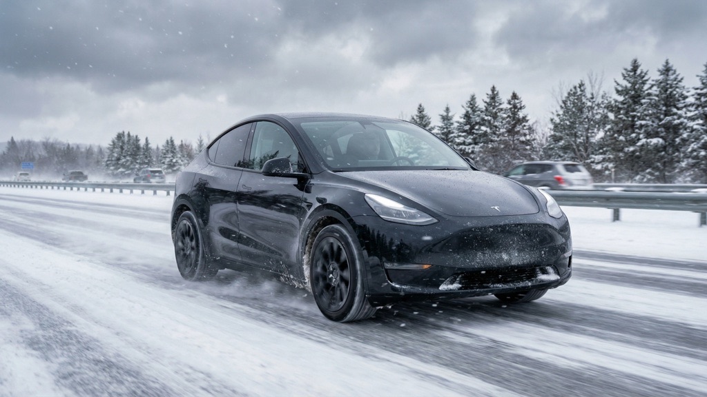Tesla Model Y Long Range in Snowy Conditions