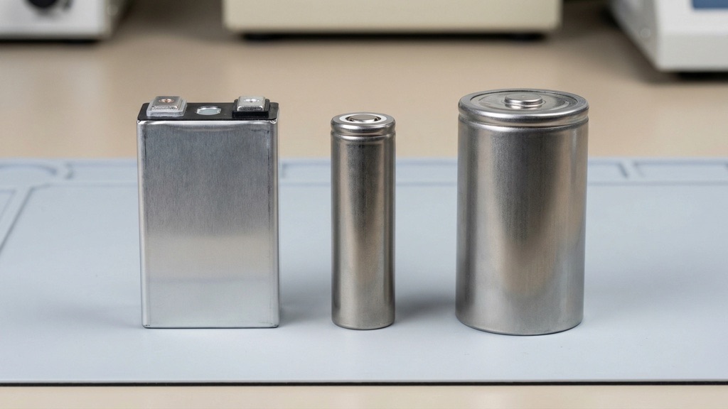Comparison of LFP prismatic cell, 2170 cylindrical cell, and 4680 battery cell used in Tesla vehicles