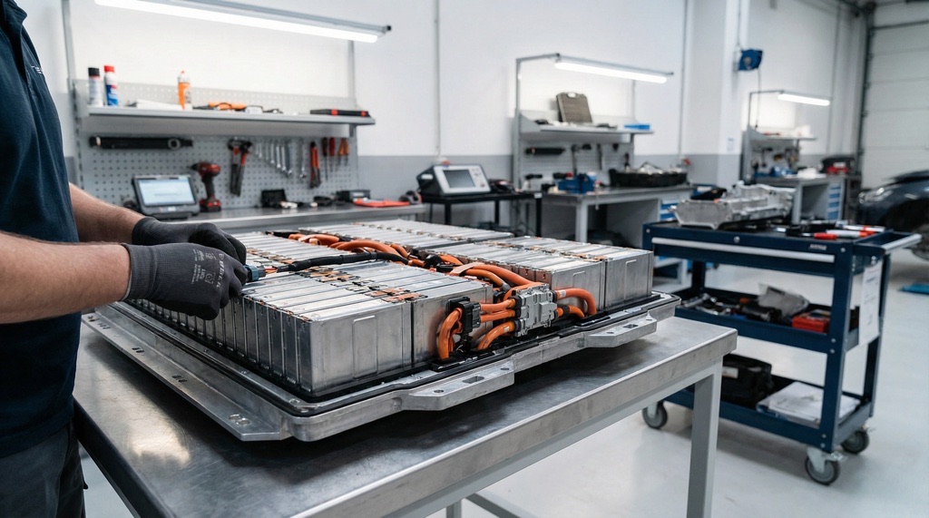 Tesla battery pack inspection showing real-world degradation concerns