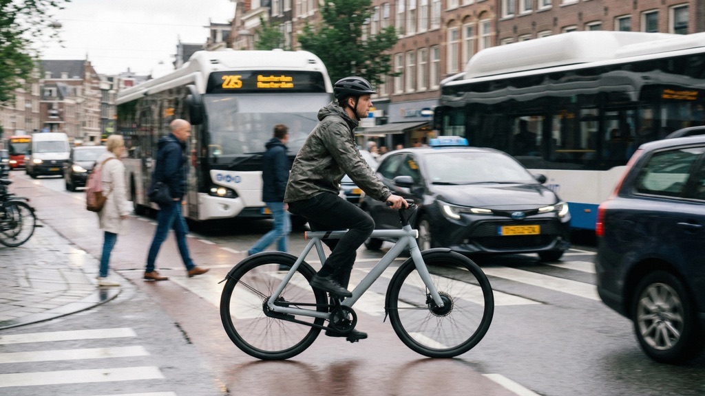 VanMoof S5 Review (2026): Design-Driven Commuter with Real-World Tradeoffs 7 VanMoof S5 in Real-World Urban Traffic
