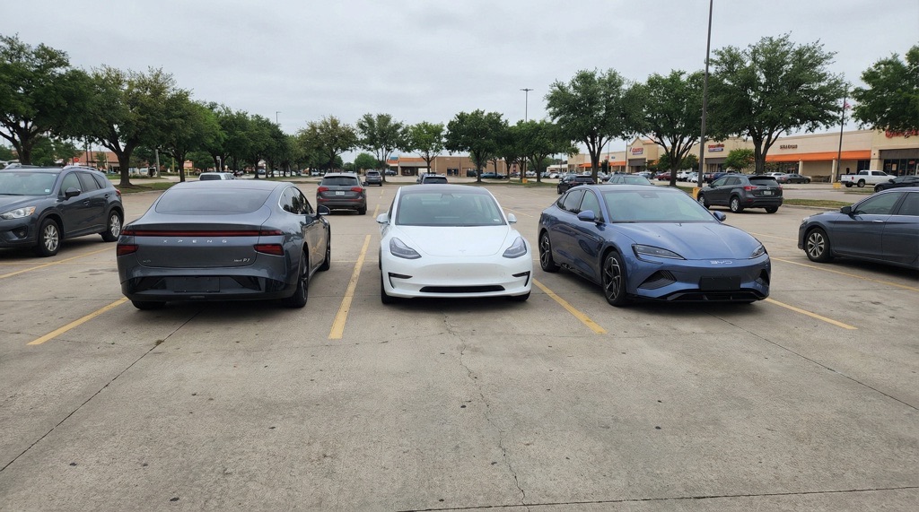 XPeng Next P7 compared with Tesla Model 3 and BYD Seal