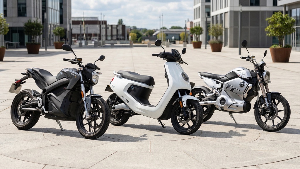 Urban Electric Motorcycle in City Traffic
