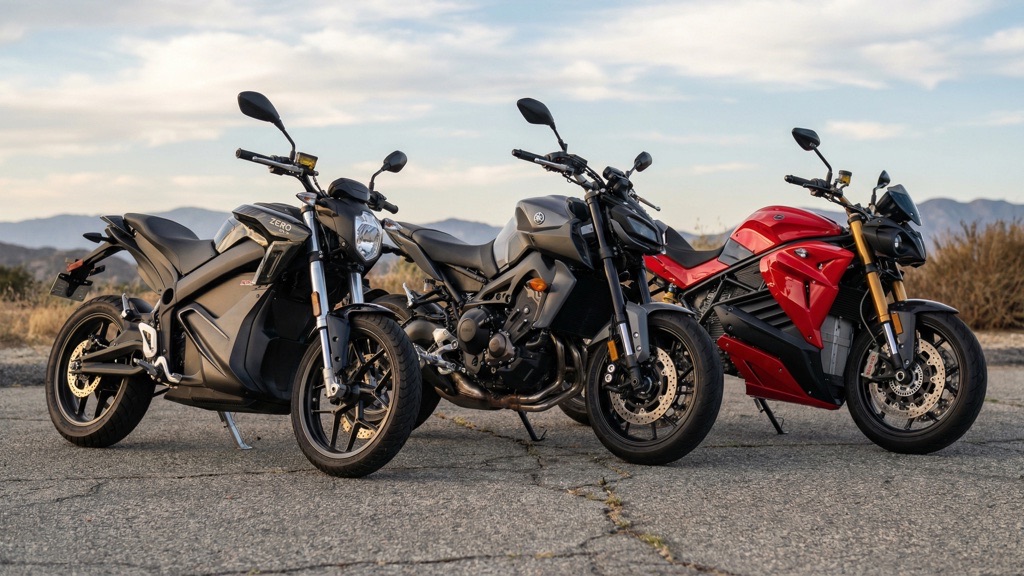 Electric and Gas Motorcycle Comparison Lineup