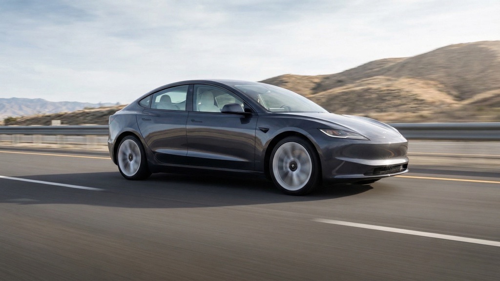 Tesla Model 3 Highland on Highway