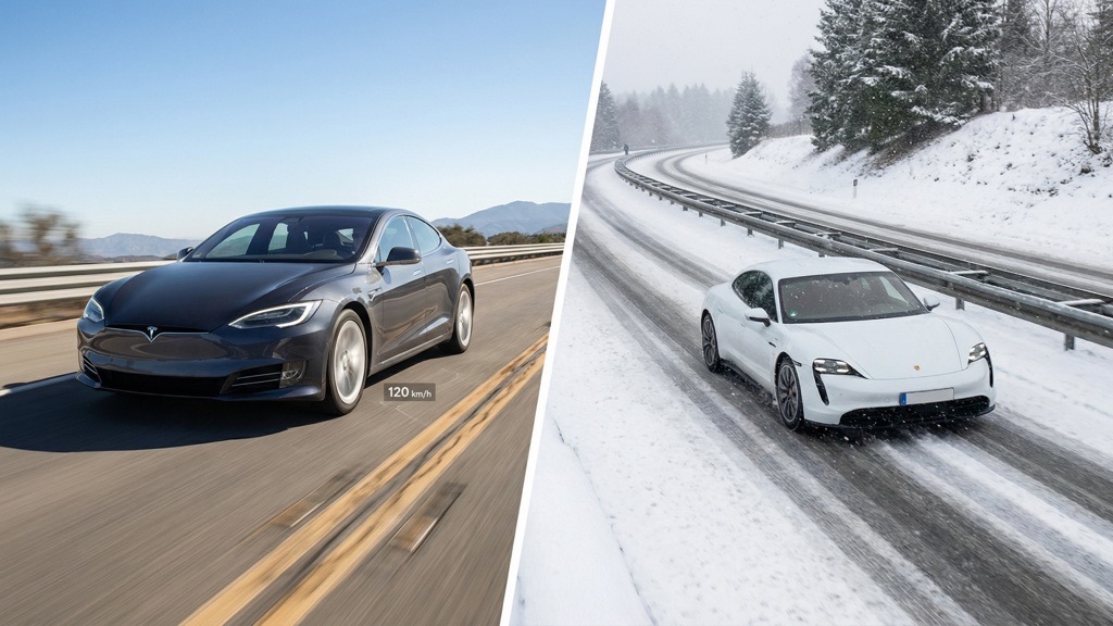 Highway Range Comparison Model S vs Taycan