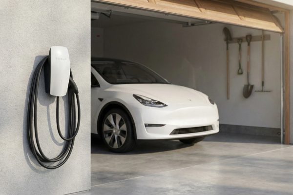 Tesla Wall Connector Installed in Residential Garage
